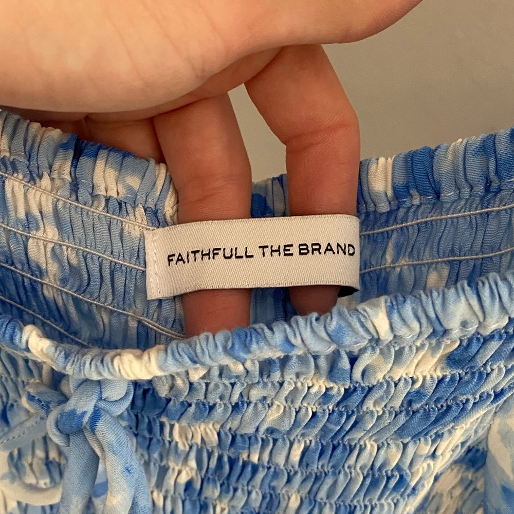 Faithfull the Brand Magnolia Mini Dress Roos Tie Dye Blue - Picture 6 of 8